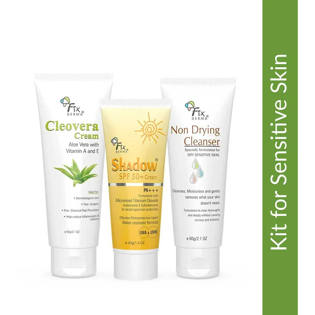 Fixderma Skincare Kit for Sensitive Skin | Three-step skincare routine for healthy, clear skin, Cream 15g + Sunscreen 40g + Cleanser 60g - Image 9 - Buy from Indicrest