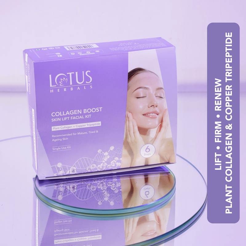 Lotus Herbals Herbals Collagen Boost 6-Step Skin Lift Facial Kit with Plant Collagen + Copper tripeptide, 71g