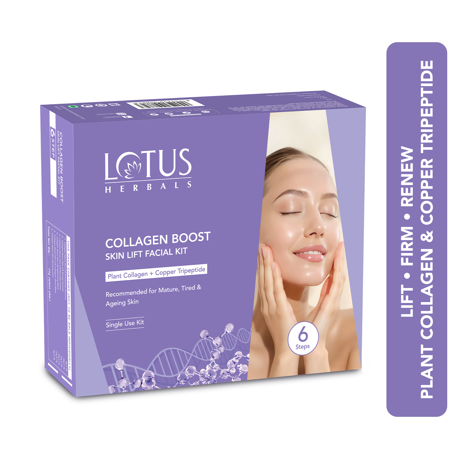 Lotus Herbals Herbals Collagen Boost 6-Step Skin Lift Facial Kit with Plant Collagen + Copper tripeptide, 71g