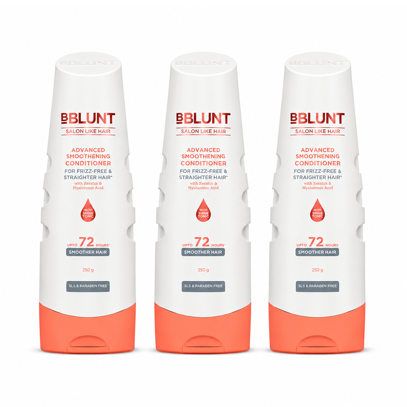 Bblunt Advanced Smoothening Conditioner with Keratin & Hyaluronic Acid - 250g, Pack of 3 - Buy from Indicrest
