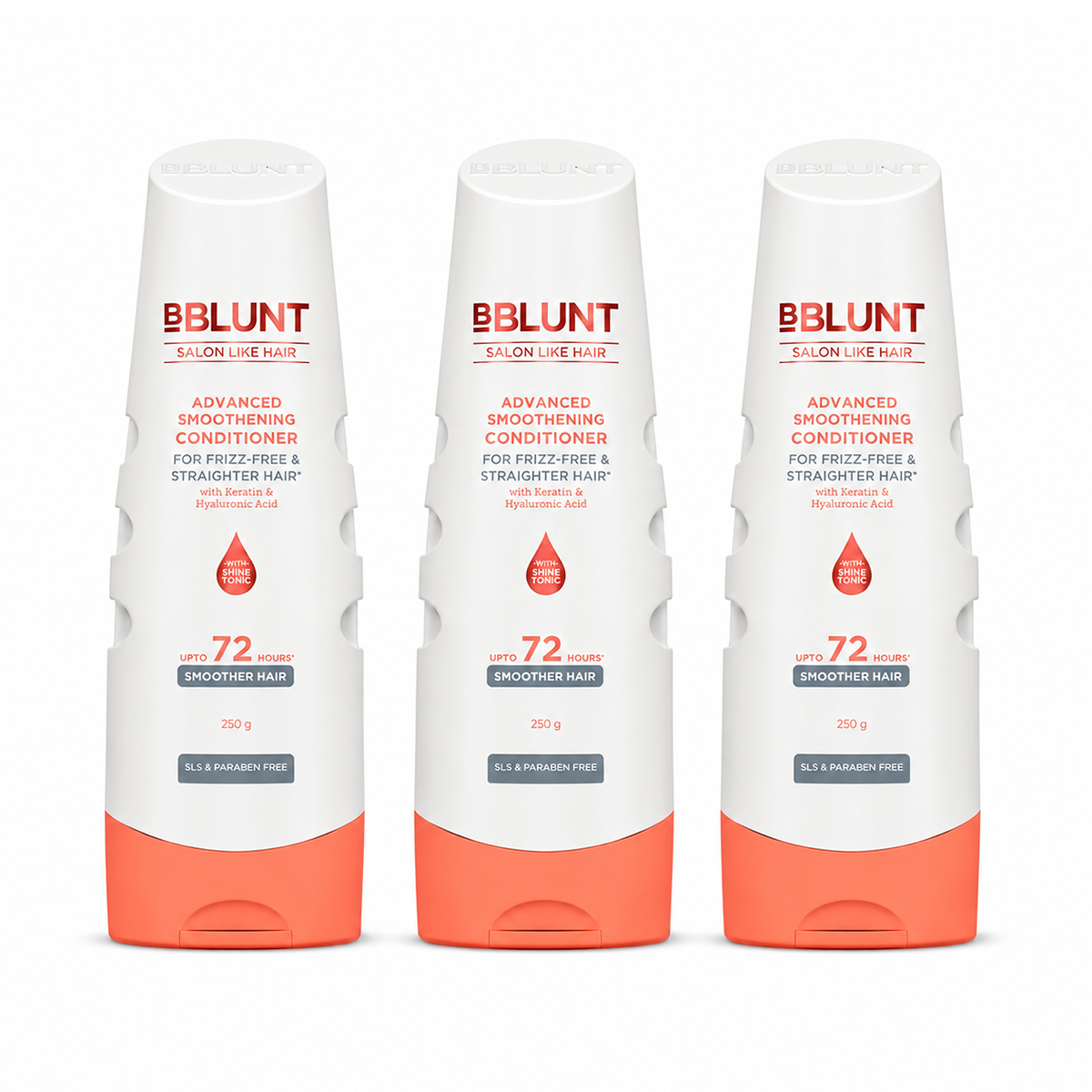 Bblunt Advanced Smoothening Conditioner with Keratin & Hyaluronic Acid, 250g, Pack of 3 X 250g - Buy from Indicrest