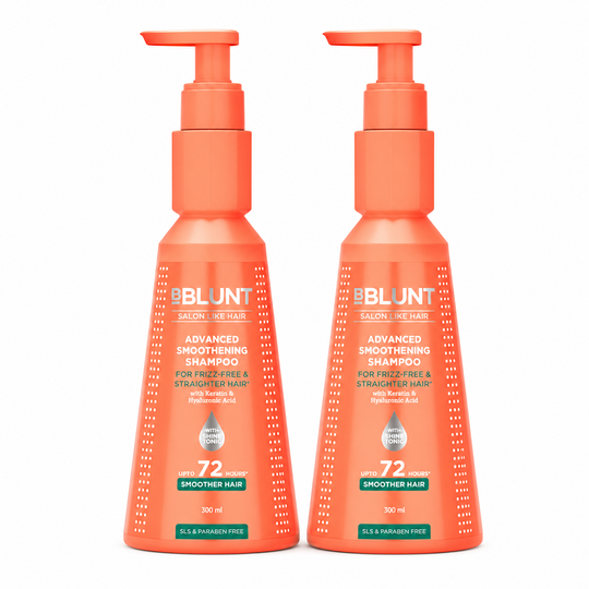 Bblunt Advanced Smoothening Shampoo with Keratin & Hyaluronic Acid, 300ml, Pack of 2 X 300ml - Buy from Indicrest