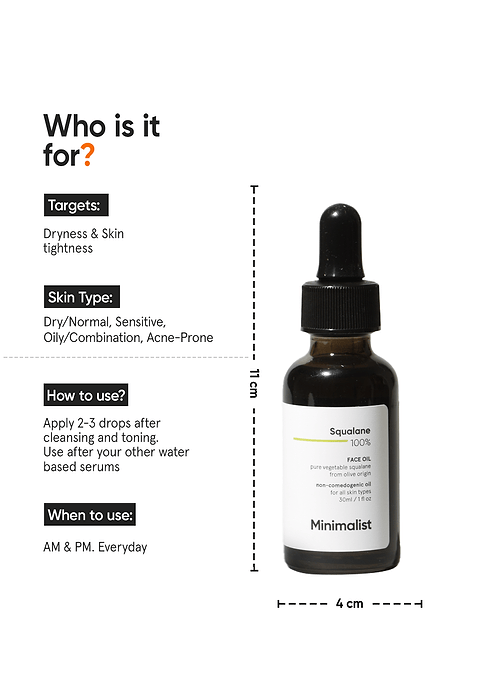 Minimalist Squalane 100% Face Oil For Superior, lightweight Moisturisation, 30ml - Image 3 - Buy from Indicrest