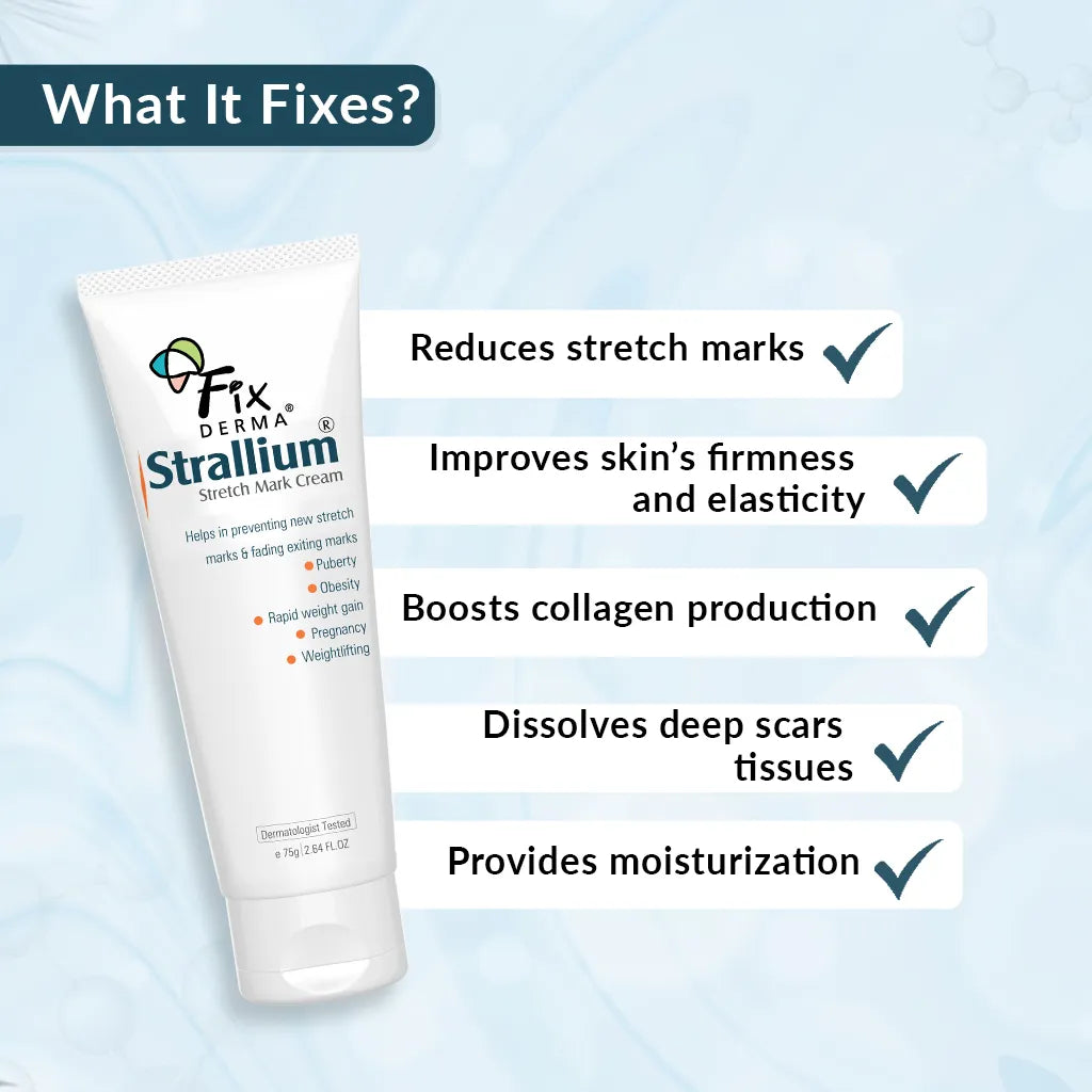 Fixderma Strallium Stretch Marks Cream | Novel skin care solution to reduce stretch marks effectively, 75g - Image 3 - Buy from Indicrest
