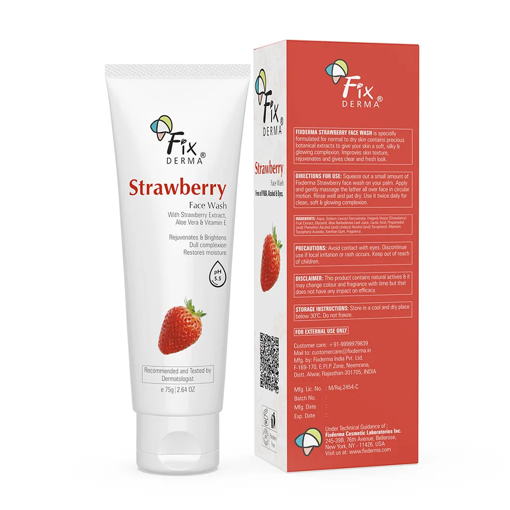 Fixderma Strawberry Face Wash | Cleansing formula to exfoliate & tighten enlarged pores, 75g - Image 8 - Buy from Indicrest