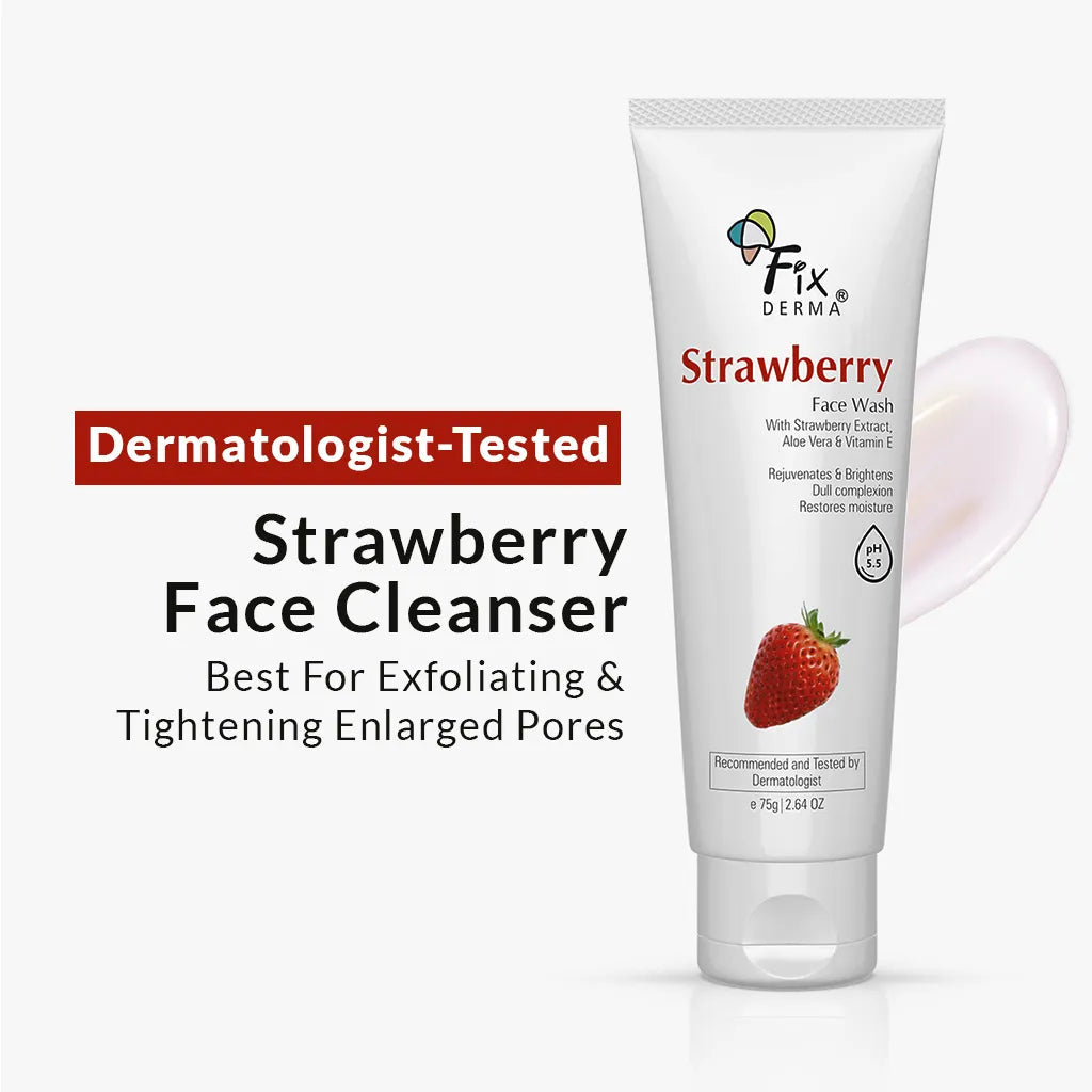Fixderma Strawberry Face Wash | Cleansing formula to exfoliate & tighten enlarged pores, 75g - Buy from Indicrest