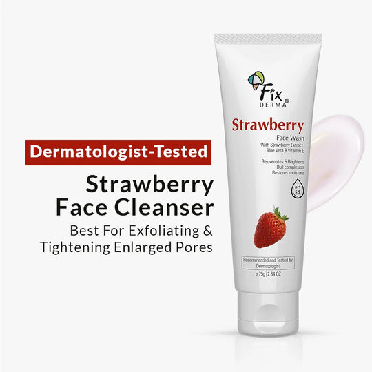 Fixderma Strawberry Face Wash | Cleansing formula to exfoliate & tighten enlarged pores, 75g - Buy from Indicrest