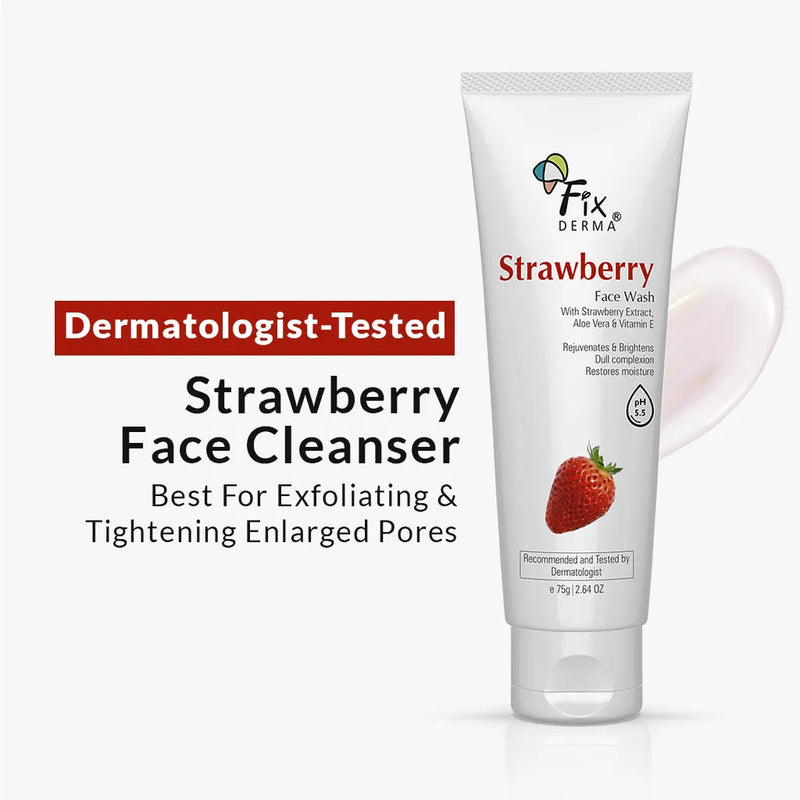 Fixderma Strawberry Face Wash | Cleansing formula to exfoliate & tighten enlarged pores, 75g - Buy from Indicrest