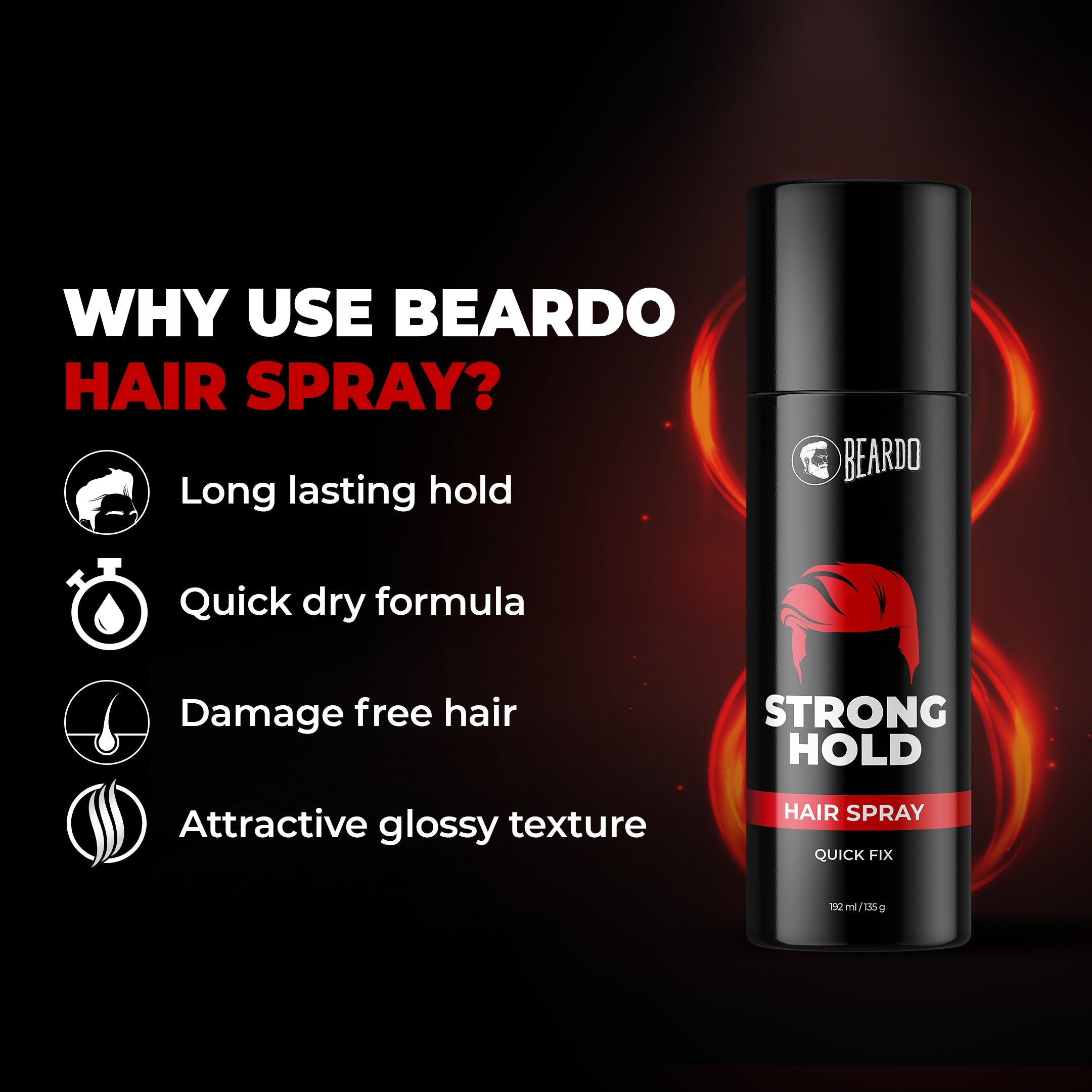 Beardo Strong Hold Hair Spray For Men, 192ml - Image 2 - Buy from Indicrest