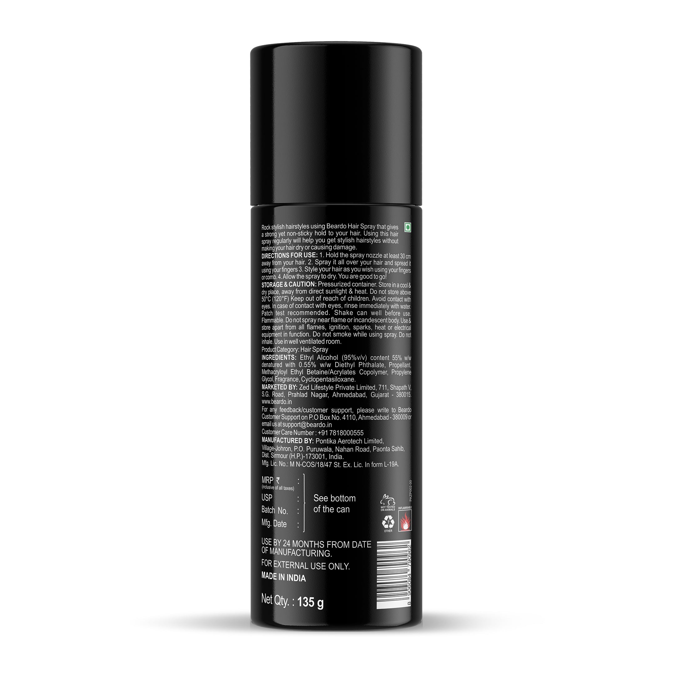 Beardo Strong Hold Hair Spray For Men, 192ml - Image 9 - Buy from Indicrest