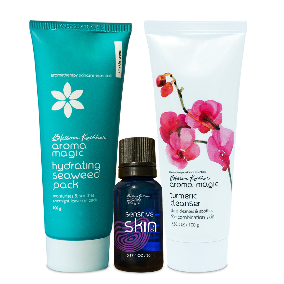 Aroma Magic Sunburn Regime, Skin Oil 20ml + Turmeric Cleanser 100ml + Hydrating Seaweed Pack 100g - Buy from Indicrest