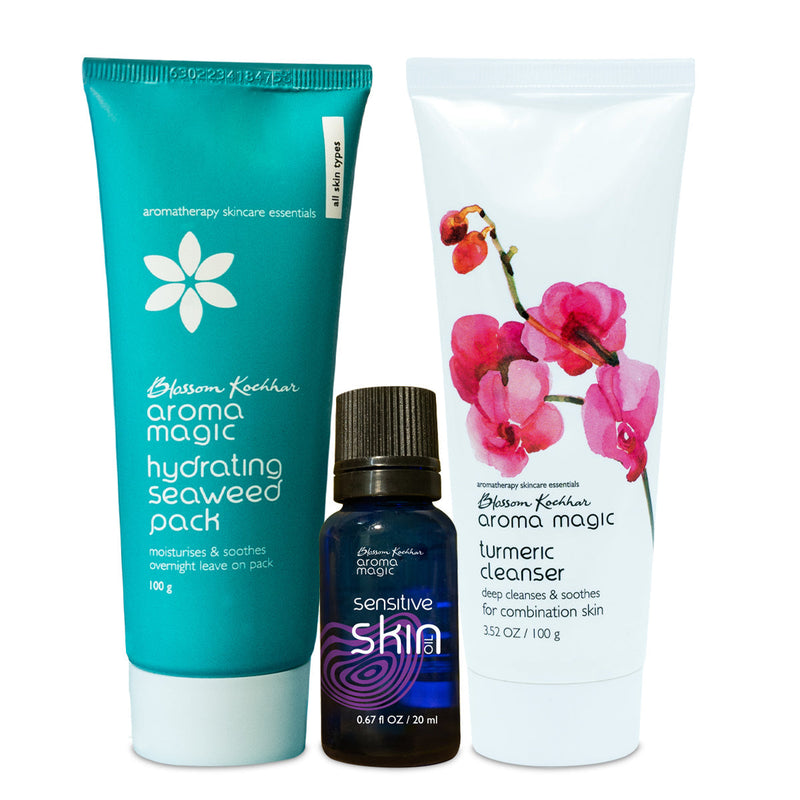 Aroma Magic Sunburn Regime, Skin Oil 20ml + Turmeric Cleanser 100ml + Hydrating Seaweed Pack 100g - Buy from Indicrest
