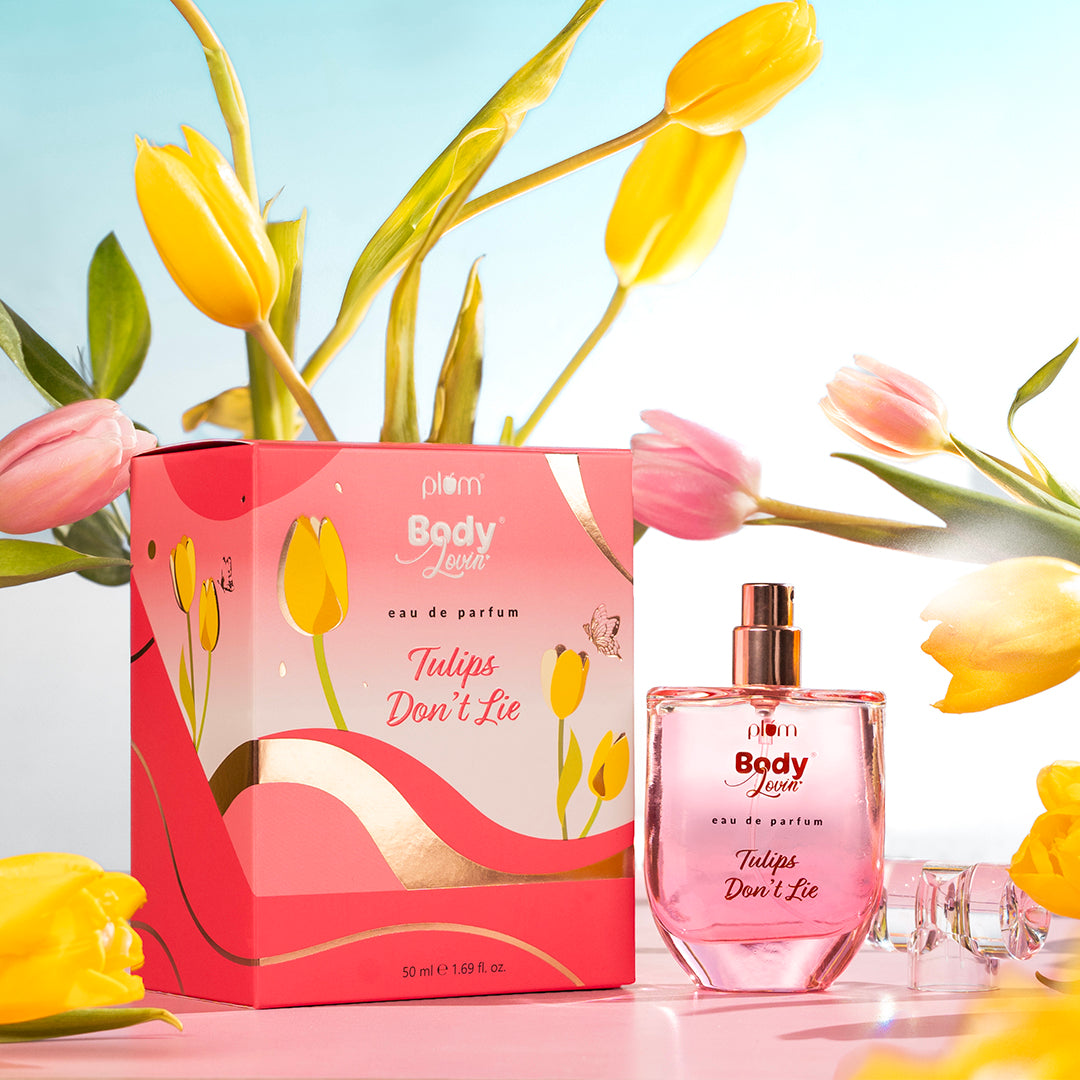 Plum Tulips Don't Lie Eau De Parfum (Perfume) by Plum BodyLovin' | Long Lasting | Supremely Luxurious | Fresh Delicate Floral Scent, 50ml