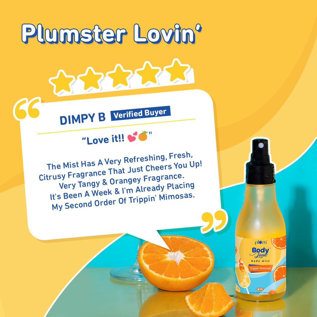 Plum Trippin' Mimosas Body Mist by Plum BodyLovin' | Long Lasting | Travel-Friendly | Citrusy Fragrance | Perfume Body Spray, 150ml