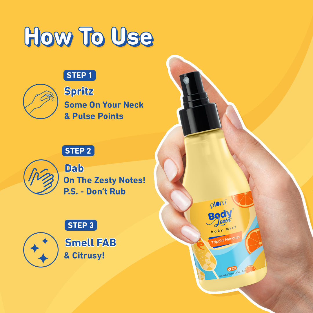 Plum Trippin' Mimosas Body Mist by Plum BodyLovin' | Long Lasting | Travel-Friendly | Citrusy Fragrance | Perfume Body Spray, 150ml