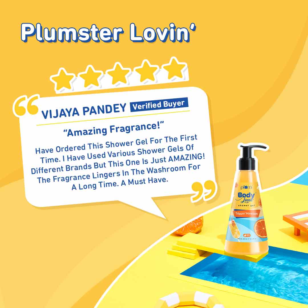 Plum Trippin Mimosas Shower Gel by Plum BodyLovin' | SLS-Free | Hydrating Formula | Citrusy Fragrance | Aloe-Infused Body Wash, 240ml