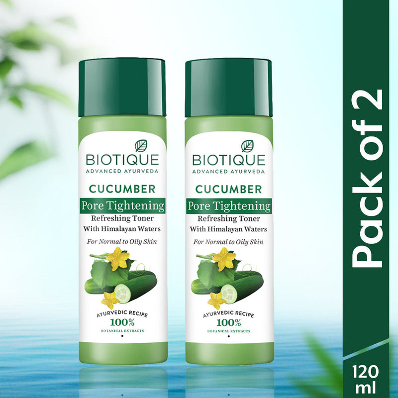 Biotique Cucumber Pore Tightening Refreshing Toner, 120ml (Pack of 2) - Buy from Indicrest