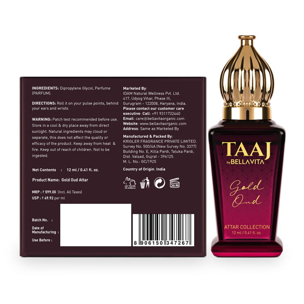 TAAJ Gold OUD Attar - 12ml - Image 8 - Indicrest