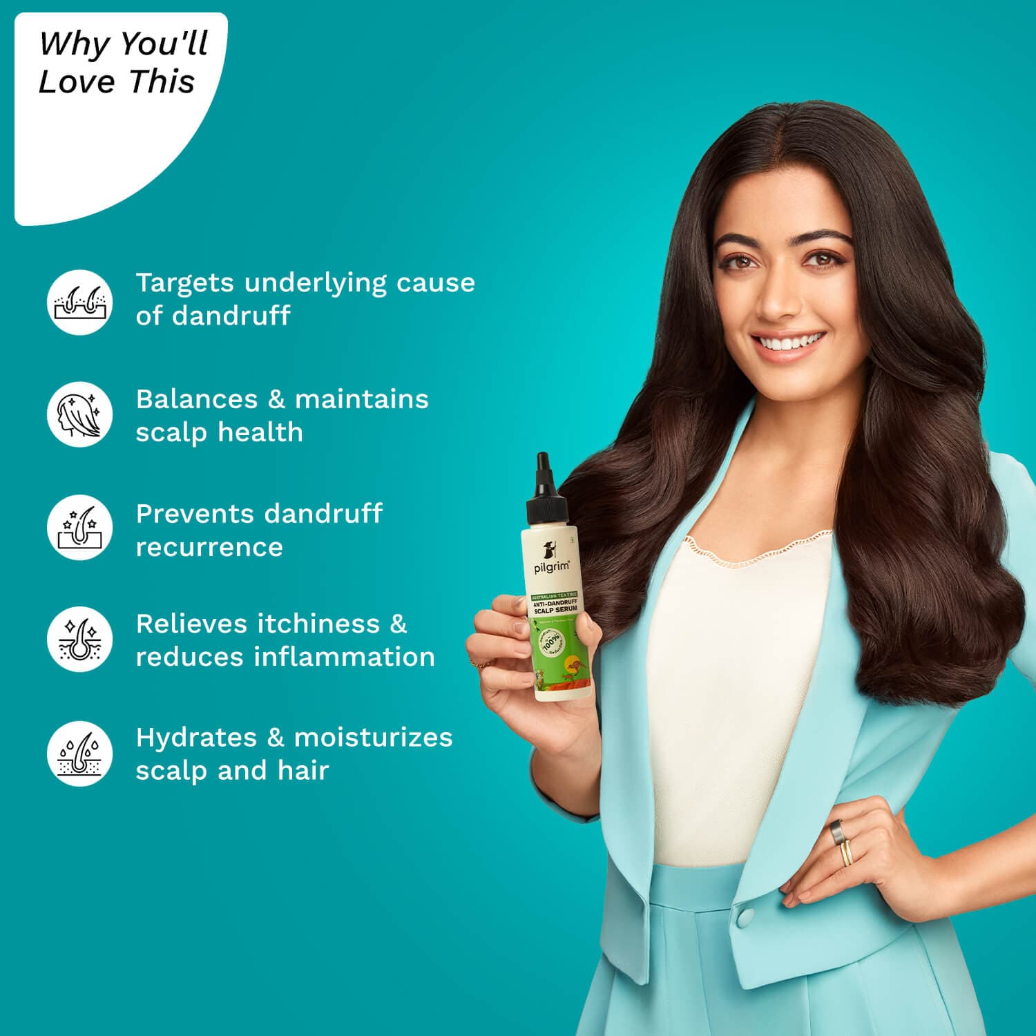 Pilgrim Australian Tea Tree  Anti-Dandruff Scalp Serum, 100ml - Image 3 - Buy from Indicrest