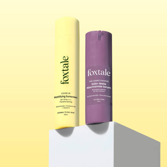 Foxtale The Perfect Matte Duo 5% Niacinamide Brightening Serum + SPF 70 Matte Finish Sunscreen - Buy from Indicrest