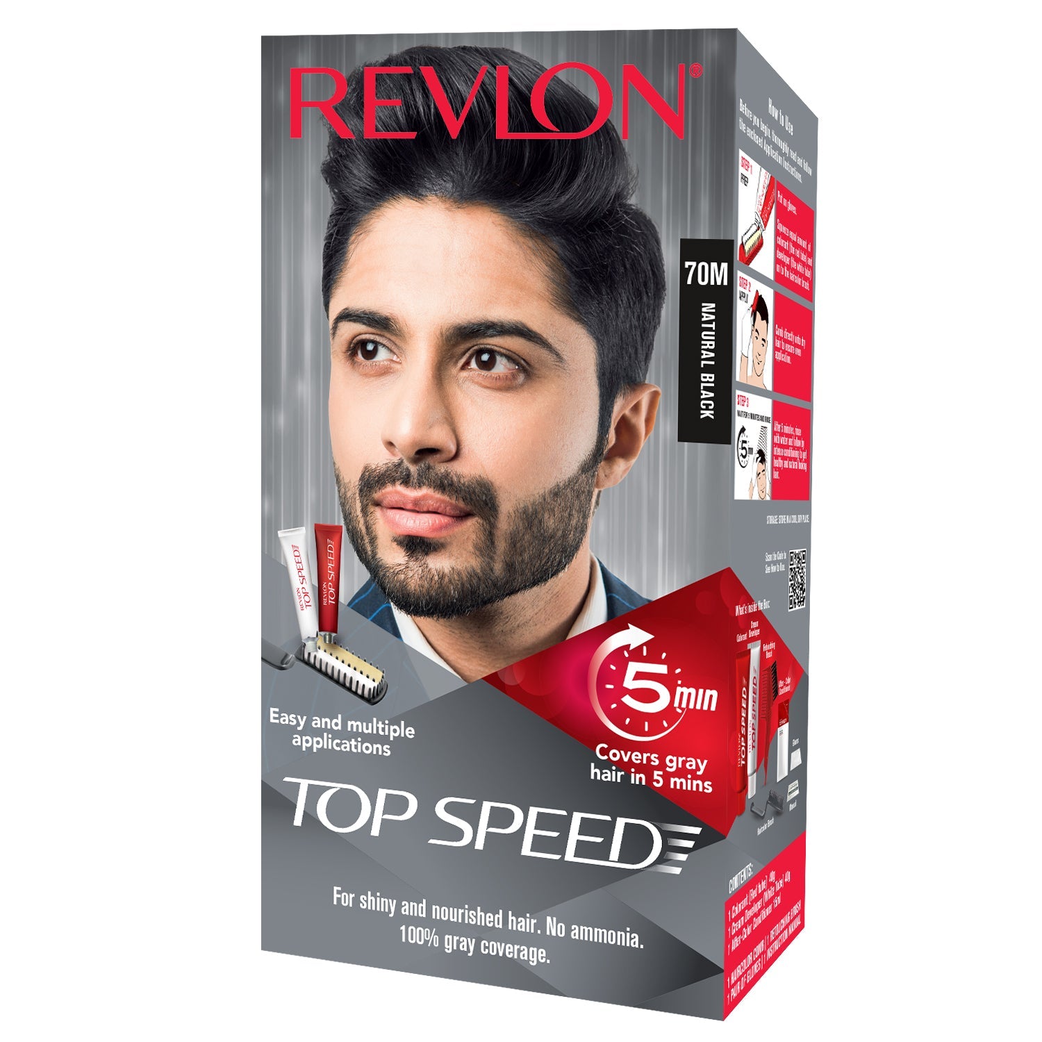 Revlon Top Speed Hair Color for Men, Dark Brown 65M - Image 2 - Buy from Indicrest