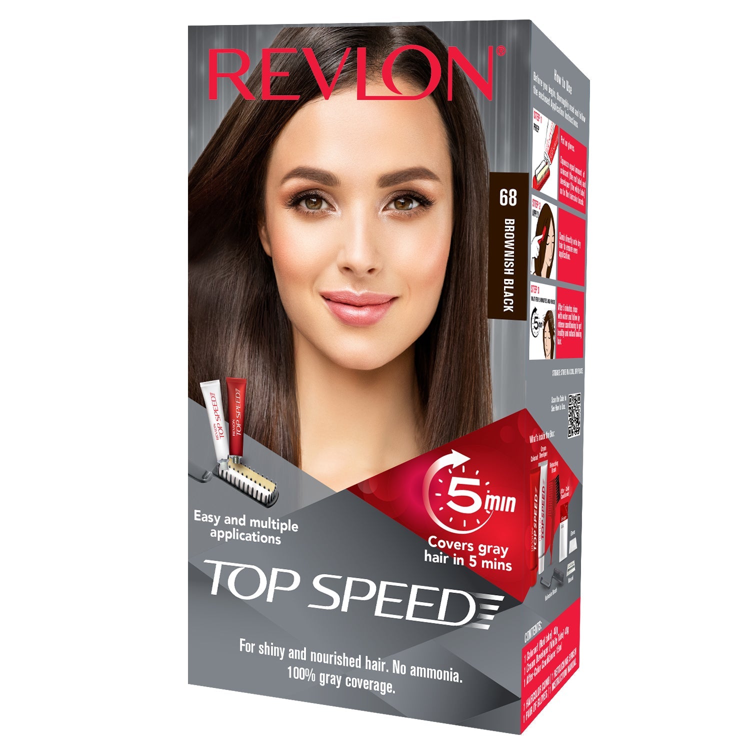 Revlon Top Speed Hair Color for Women, Brownish Black 68 - Buy from Indicrest