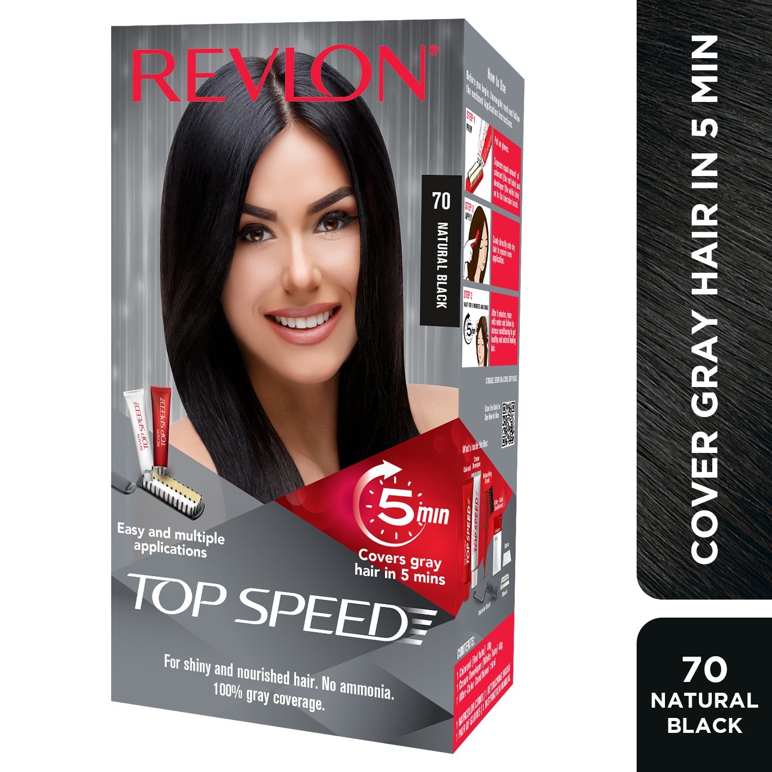 Revlon Top Speed Hair Color for Women, Natural Black 70 - Image 2 - Buy from Indicrest