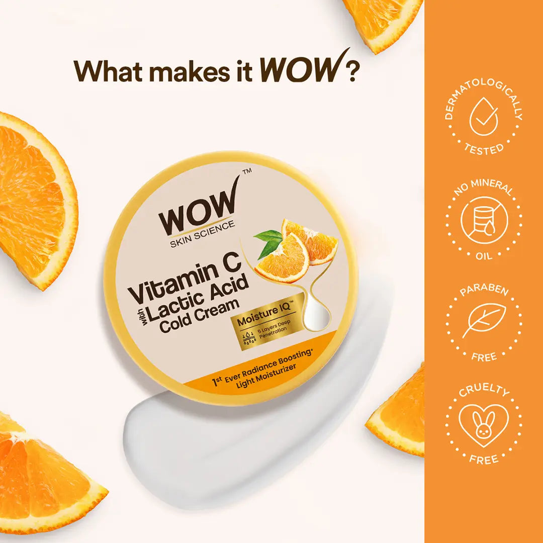 Top view of Wow Vitamin C Lactic Acid Cold Cream packaging