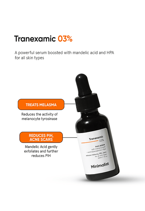 Minimalist Tranexamic 3% Face Serum For Reduces Melasma, PIE, PIH &amp; Scars, 30ml - Image 2 - Buy from Indicrest