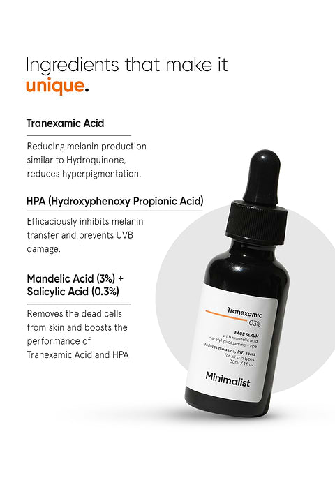 Minimalist Tranexamic 3% Face Serum For Reduces Melasma, PIE, PIH &amp; Scars, 30ml - Image 4 - Buy from Indicrest