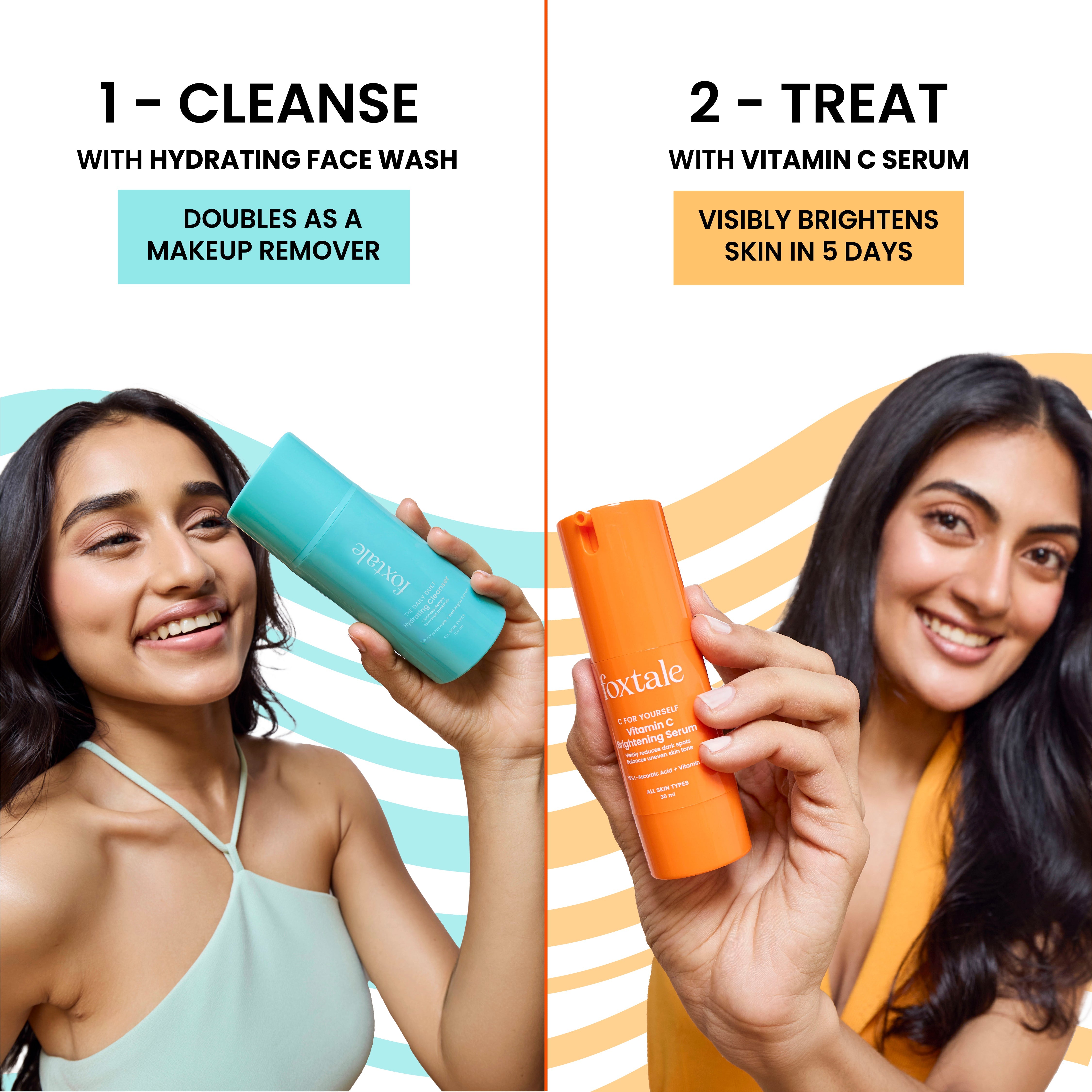 Foxtale Ultra Glow Duo Hydrating Face Wash + Vitamin C Serum - Image 2 - Buy from Indicrest