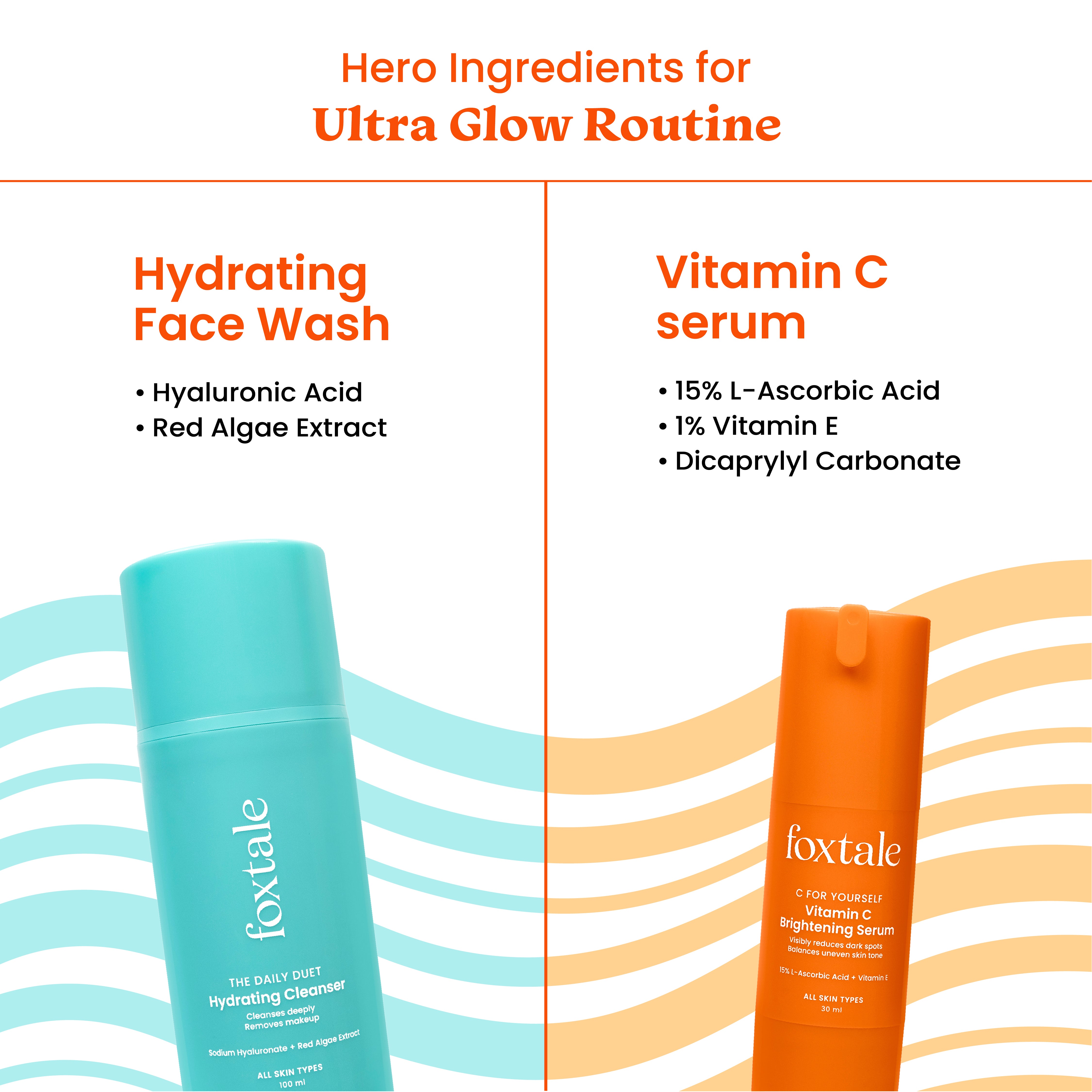 Foxtale Ultra Glow Duo Hydrating Face Wash + Vitamin C Serum - Image 3 - Buy from Indicrest