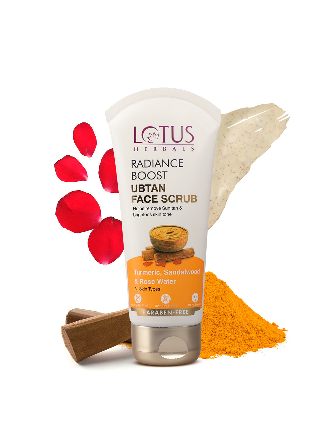 Lotus Herbals Radiance Boost Ubtan Face Scrub Pack of 2, 2 X 100g