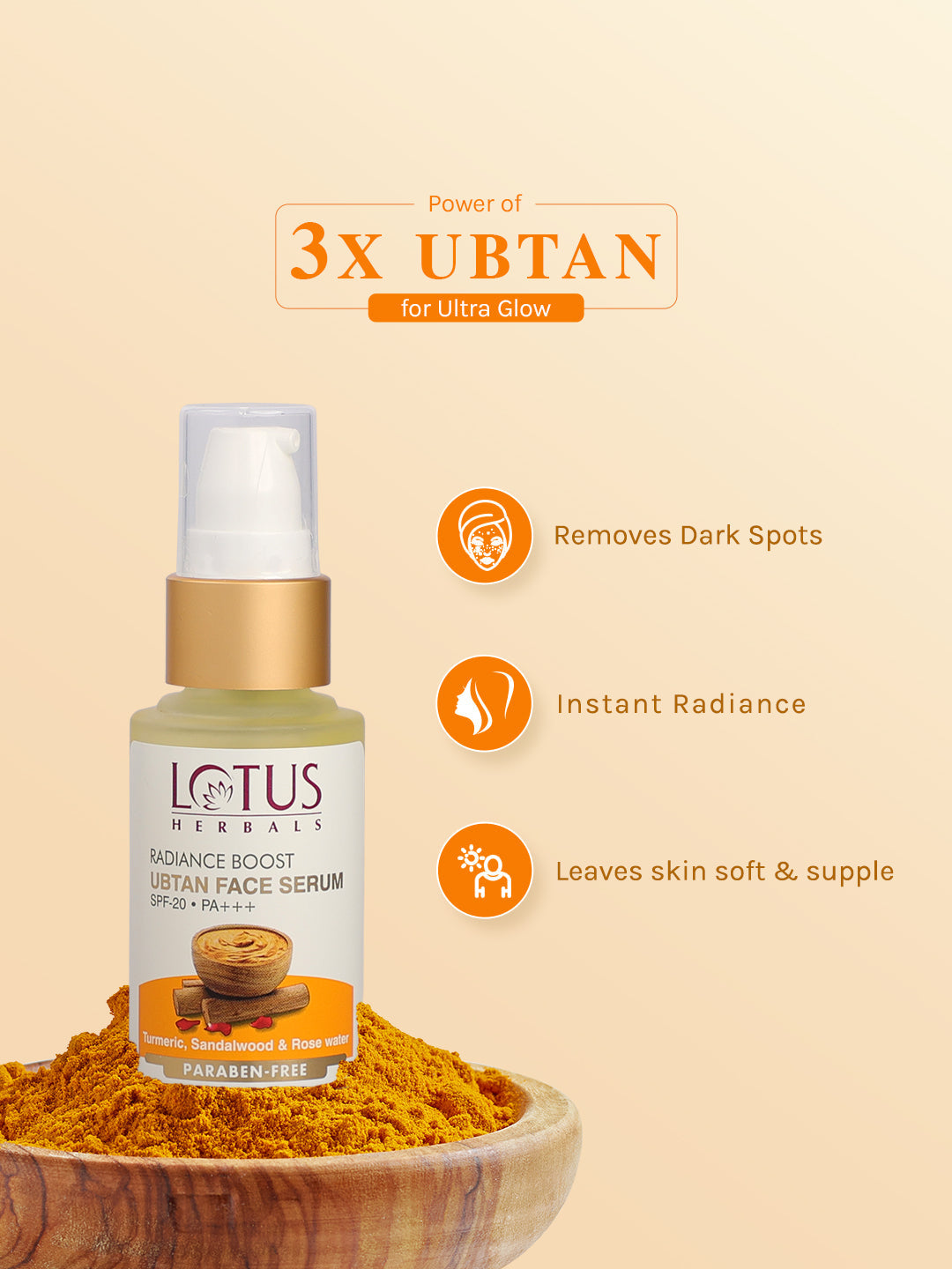 Lotus Herbals Radiance Boost Ubtan Face Serum, 30ml