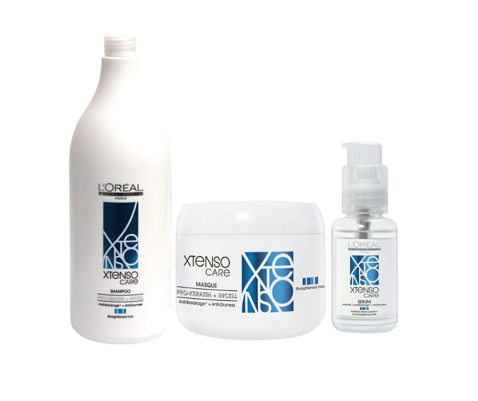 L'Oreal Professionnel Xtenso Care Shampoo 1.5L | Hair Masque 490g | Hair Serum 50ml Combo For Straightened Hair