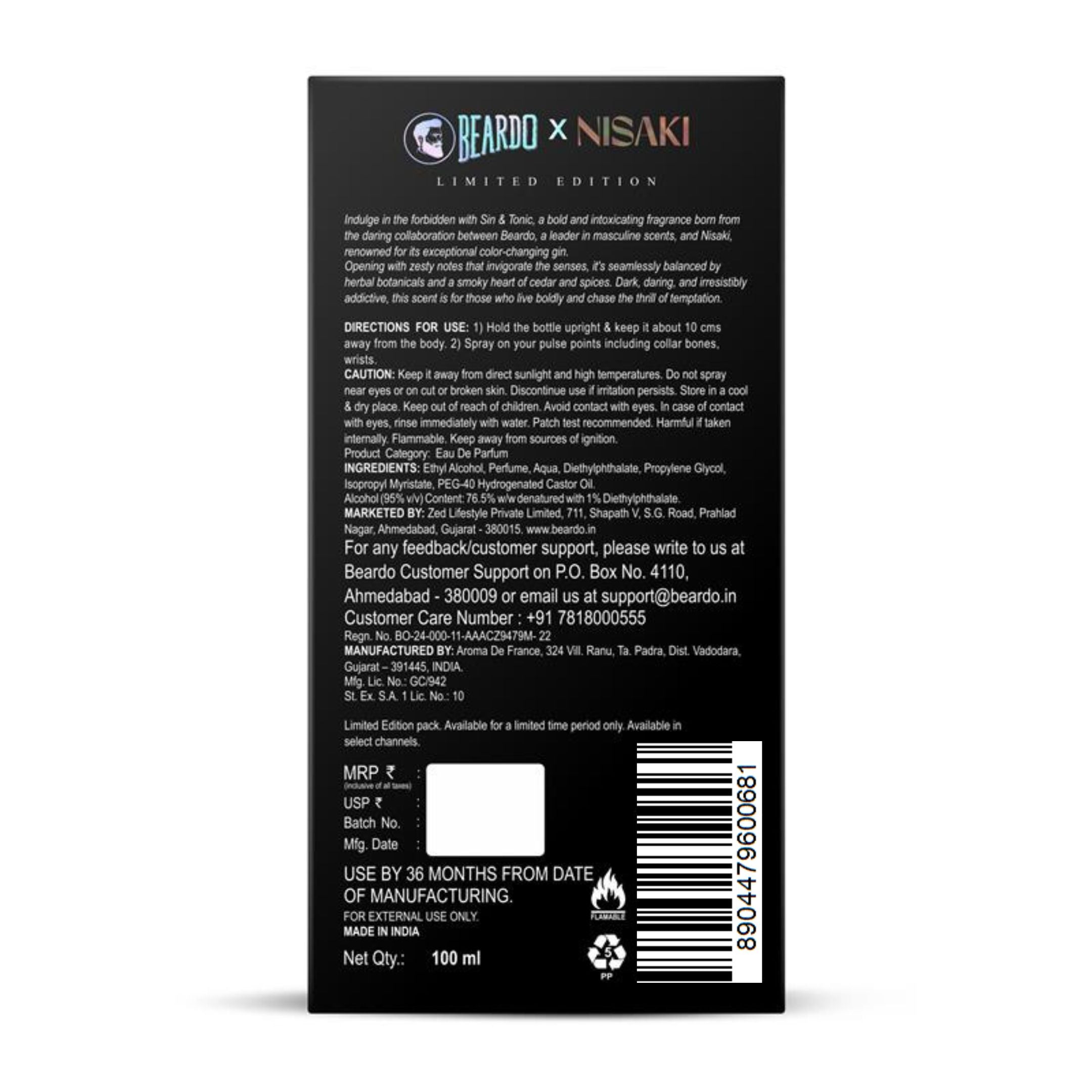 Beardo G&T Perfume EDP Intense 100ml - Image 8 - Buy from Indicrest