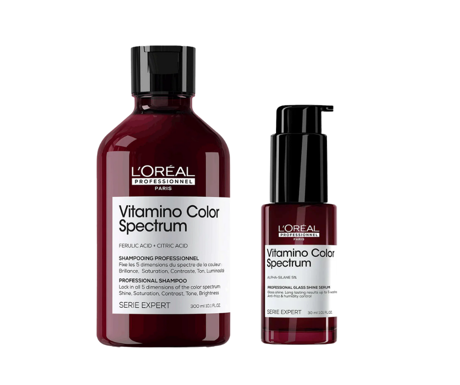 L'Oreal Professionnel Vitamino Color Spectrum Shampoo (300ml) &  Glass Shine Serum (30ml) Combo Pack