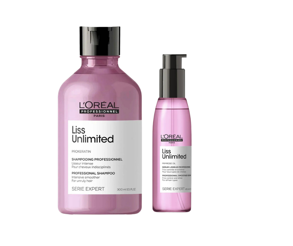 L'Oreal Professionnel Liss Unlimited Shampoo 300ml | Liss Unlimited Serum 125ml Combo