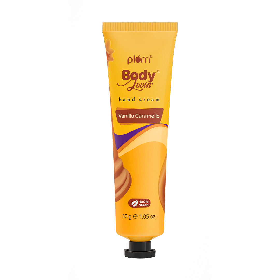 Plum Vanilla Caramello Hand Cream by Plum Body Lovin' | Ultra Moisturizing With Shea Butter | Warm Vanilla & Delicious Caramel Fragrance | Non-Greasy & Lightweight, 30g