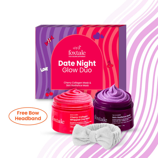 Foxtale Foxtale Date Night Glow Duo Skin Radiance Mask + Cherry-Collagen Clay Mask + Bow Headband - Buy from Indicrest