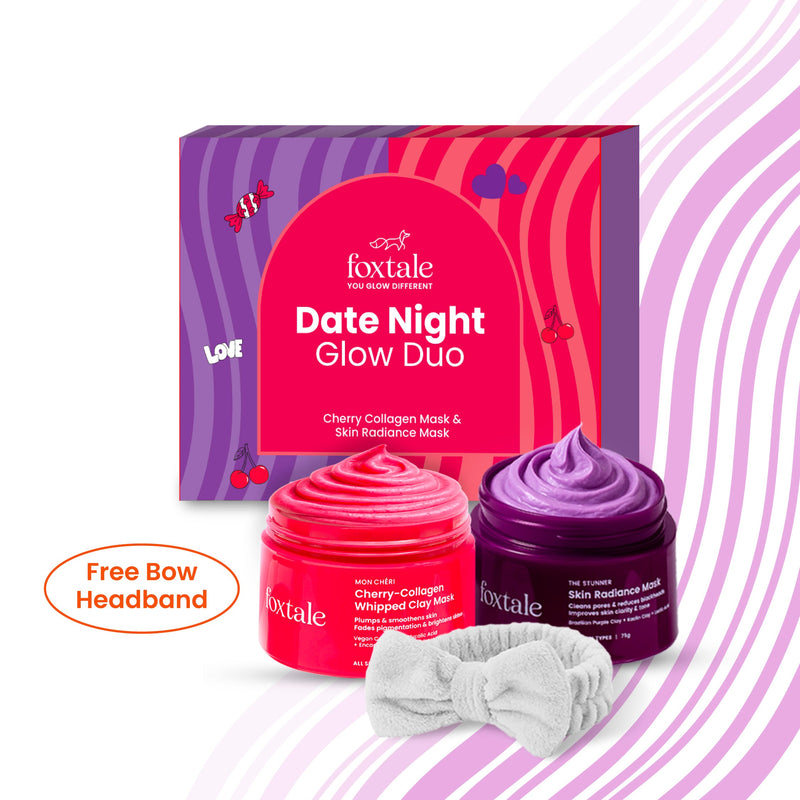 Foxtale Foxtale Date Night Glow Duo Skin Radiance Mask + Cherry-Collagen Clay Mask + Bow Headband - Buy from Indicrest
