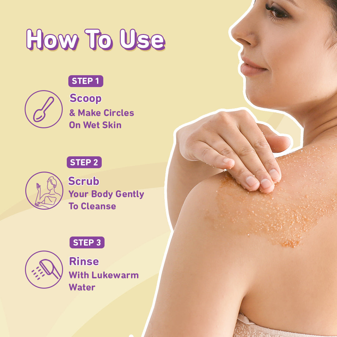 Plum Vanilla Vibes Sugar Body Scrub by Plum BodyLovin' | Exfoliates & Brightens Skin | Removes Tan | Non-Drying | Improves Skin Texture | Warm Vanilla Fragrance, 100g