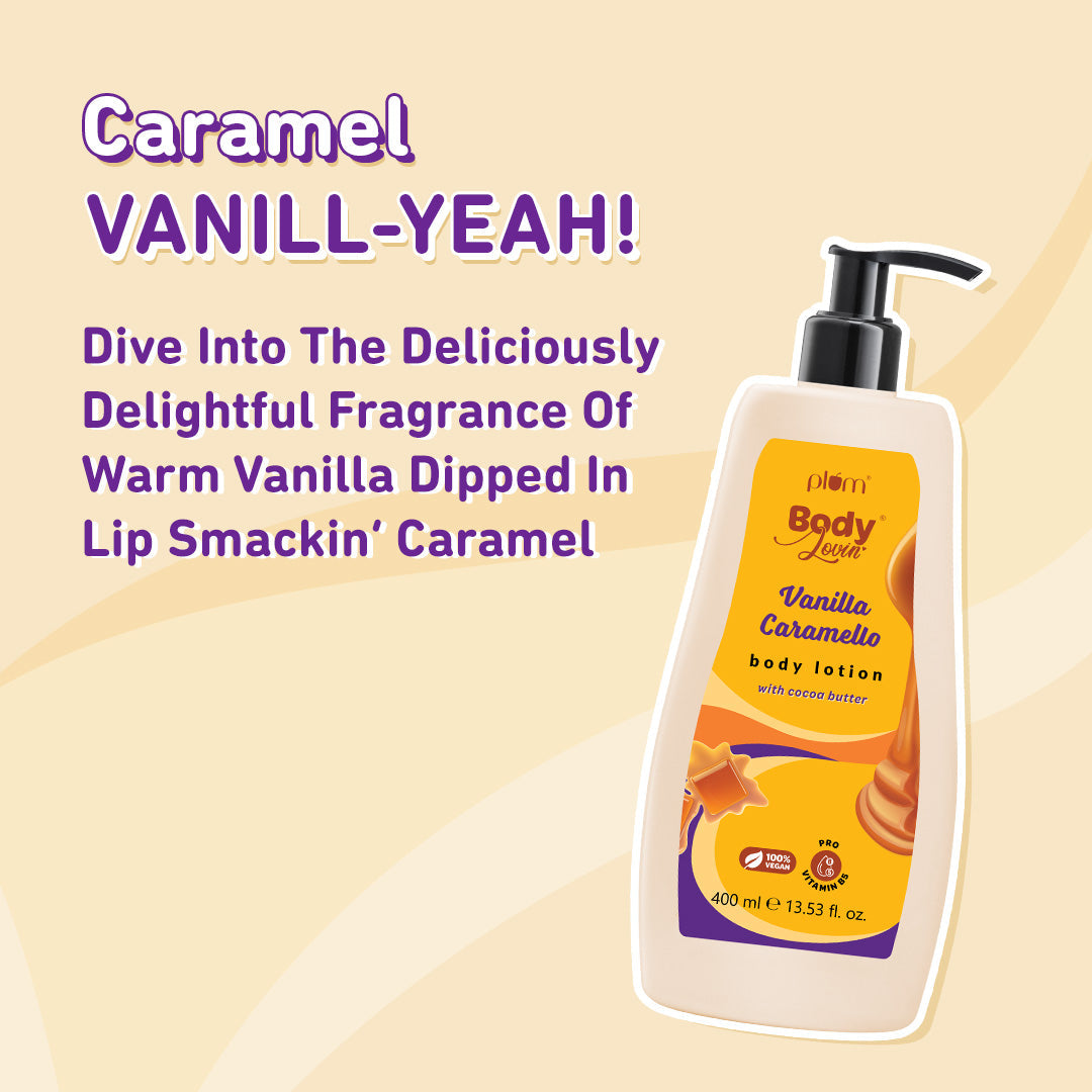 Plum Vanilla Caramello Body Lotion by Plum BodyLovin' | Deep Moisturization| Non-Greasy | Warm & Cozy Vanilla Fragrance | Normal To Dry Skin, 400ml