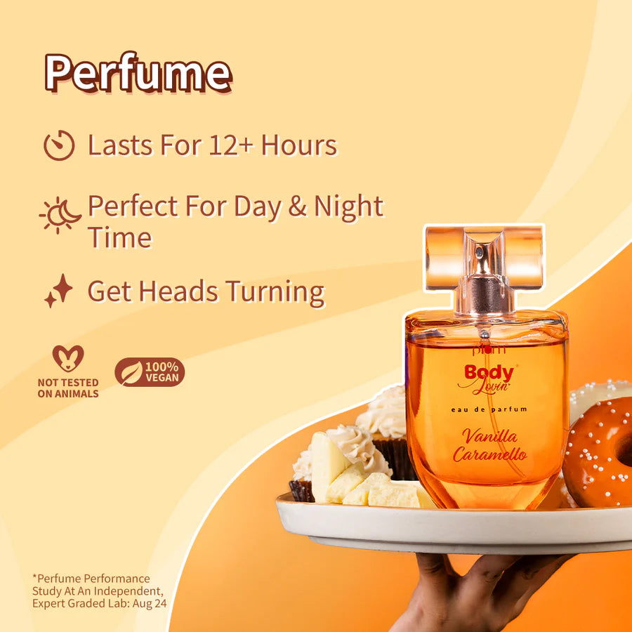 Smell Like A Dessert Perfume Duo by Plum BodyLovin' | Vanilla Vibes Perfume & Vanilla Caramello Perfume