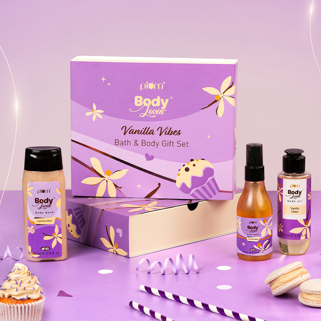 Plum Vanilla Vibes Bath & Body Gift Set by Plum BodyLovin' | Perfect For Gifting| Complete Bath & Body Routine| Long-Lasting