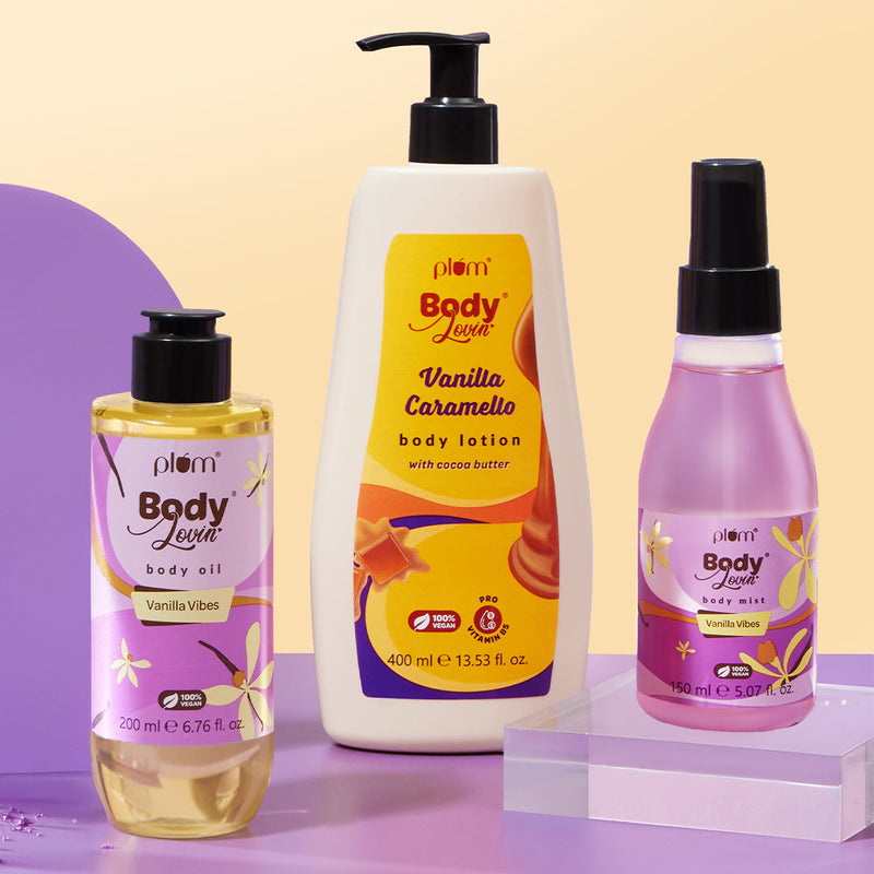 Plum Vanilla Lover Starter Pack | Locks In Moisture | Boosts Skin Smoothness | Long Lasting Fragrances | Iconic Vanilla Fragrances Buy at Indicrest