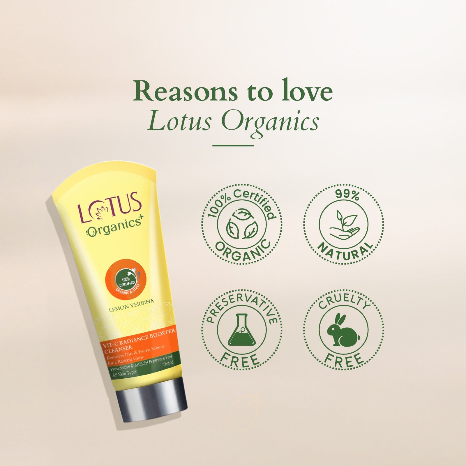Lotus Herbals Organics+ Vitamin-C Radiance Booster Cleanser, 100g