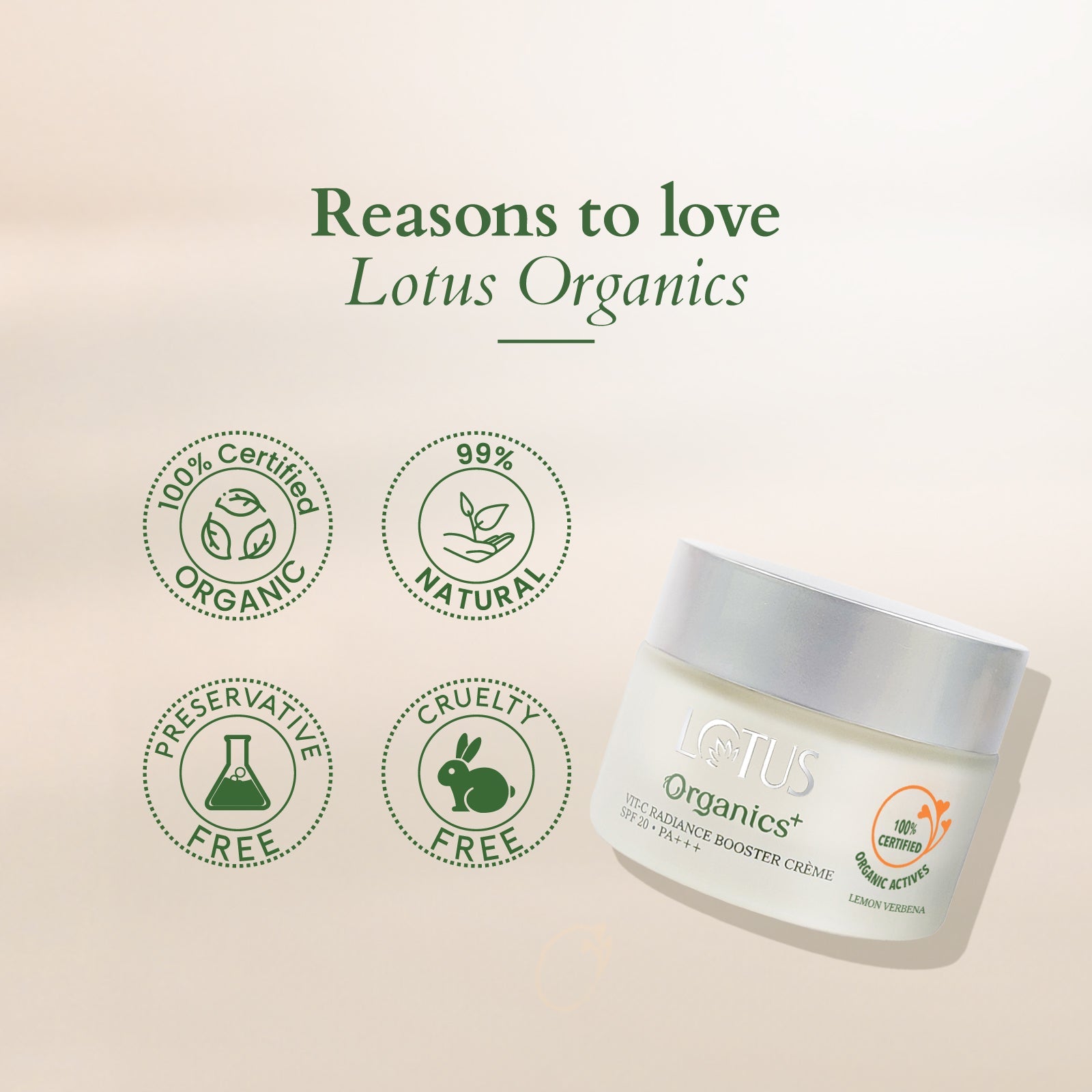 Lotus Herbals Organics+ Vitamin-C Radiance Booster cream, 50g