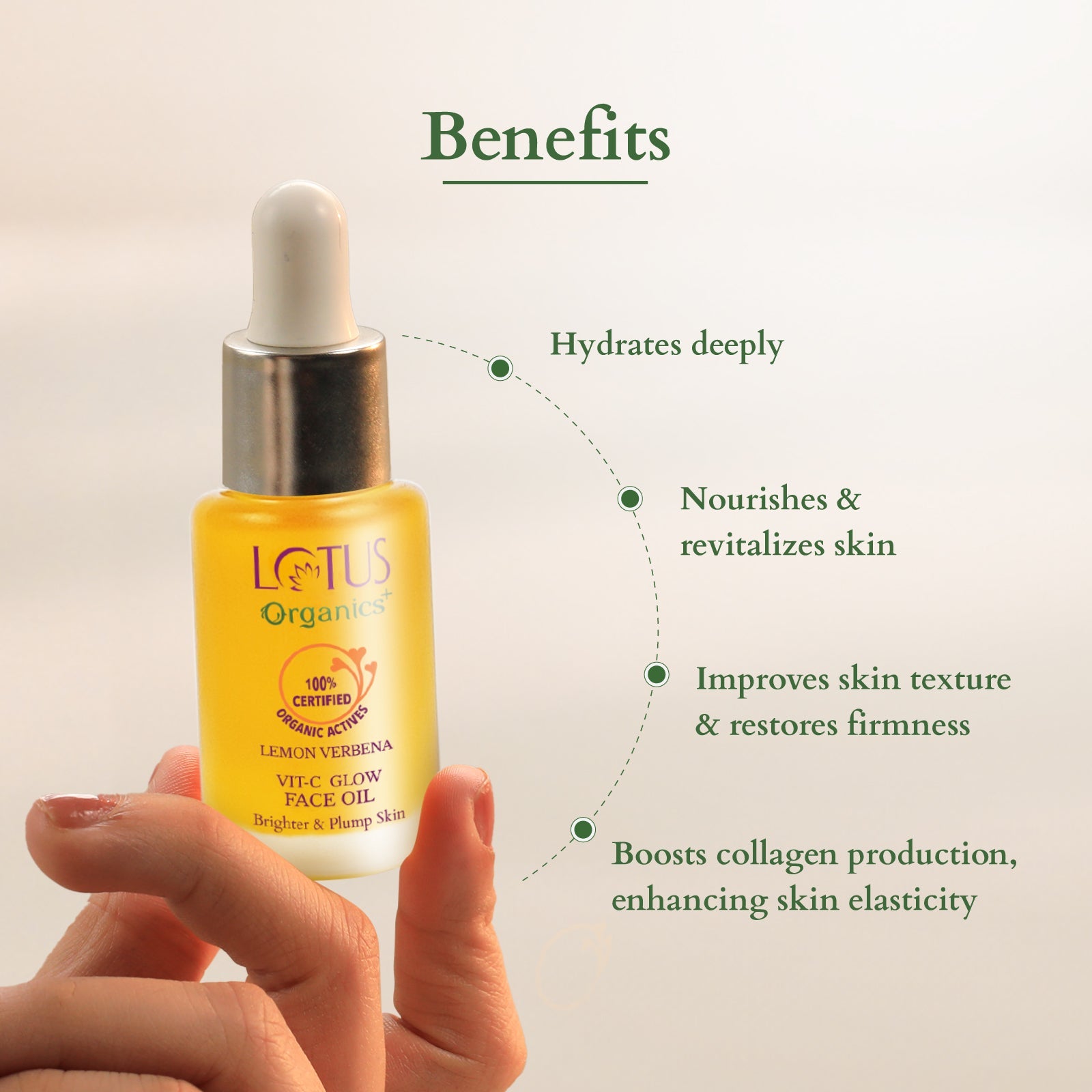 Lotus Herbals Organics+ Vitamin-C Glow Face Oil, 15ml