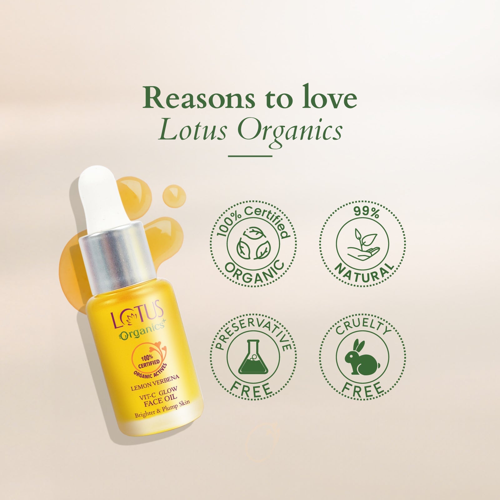 Lotus Herbals Organics+ Vitamin-C Glow Face Oil, 15ml